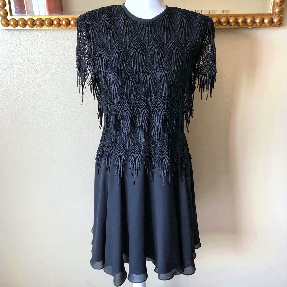 Vintage Tiered Embroidered Feather Leaf  
A-line Fit&Flare Whimsical Goth Dress